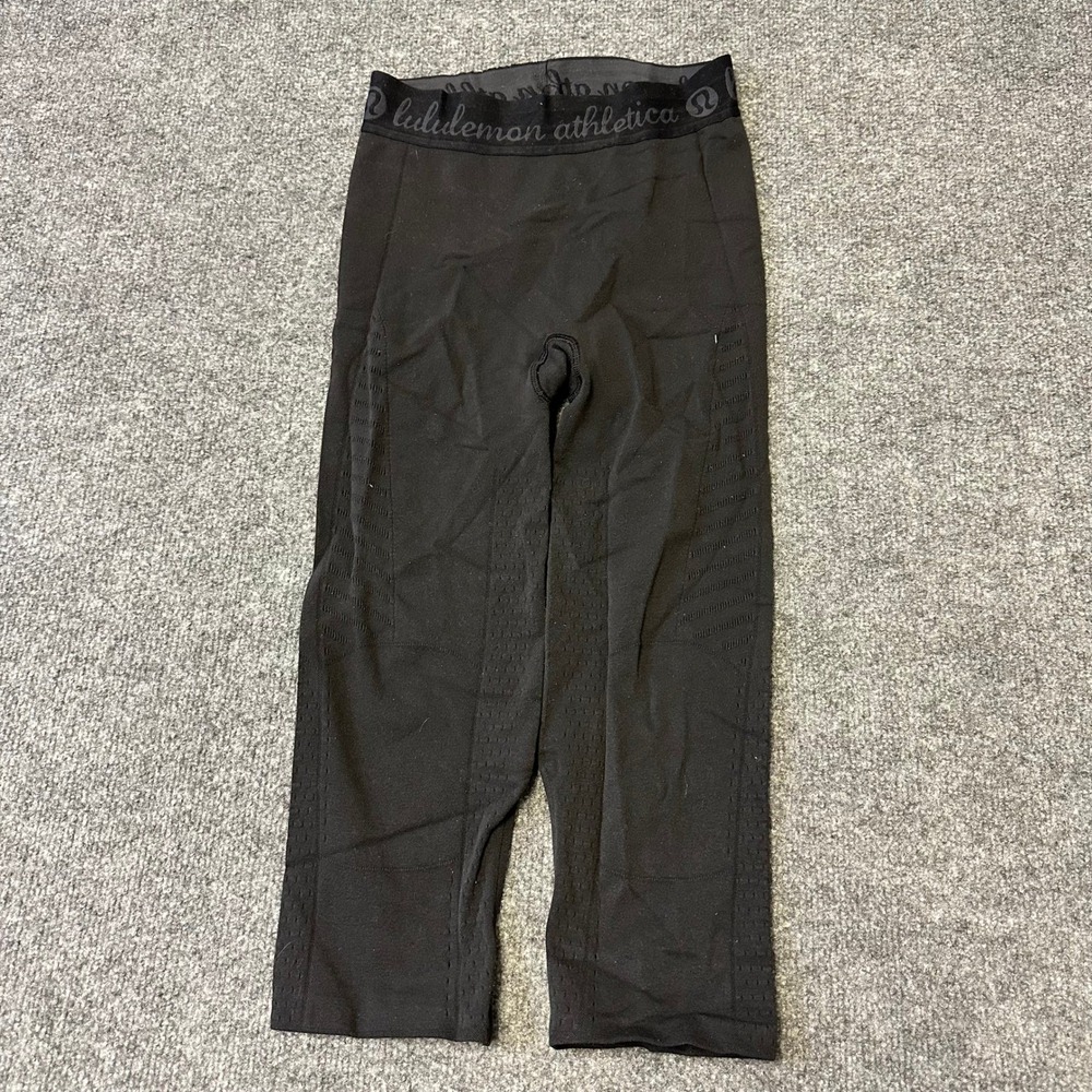 Lululemon Leggings Womens Size 4 Black Seamless Cropped Ventilated Athletic Yoga